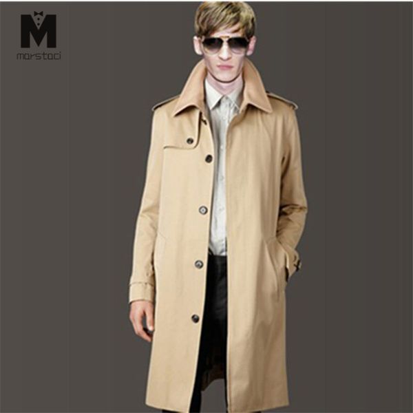 

marstaci trench coat men casual masculino overcoat slim long greatcoat single button windbreak comfortable size, Black;brown