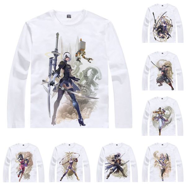 

nier automata 2b yorha no. 2 type b t shirt soulcalibur vi soul calibur 6 men t-shirt casual vintage tshirt printed long sleeve shirts, White;black