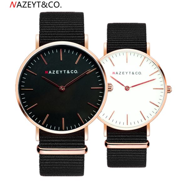 

couple watches nazeyt student woman man fashion simple dial british style nylon strap quartz watch lover clock 1set, Slivery;brown
