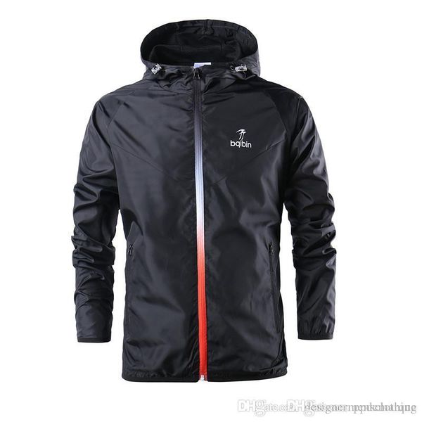 

mens designer windbreaker spring long sleeve hooded mens jackets fashion solid color training sports teenager outerwear with zipper, Black;brown
