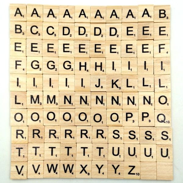 

DHL shipping 100 PCS Wooden Scrabble Tiles Black Letters Numbers For Crafts Wood Alphabet Toy