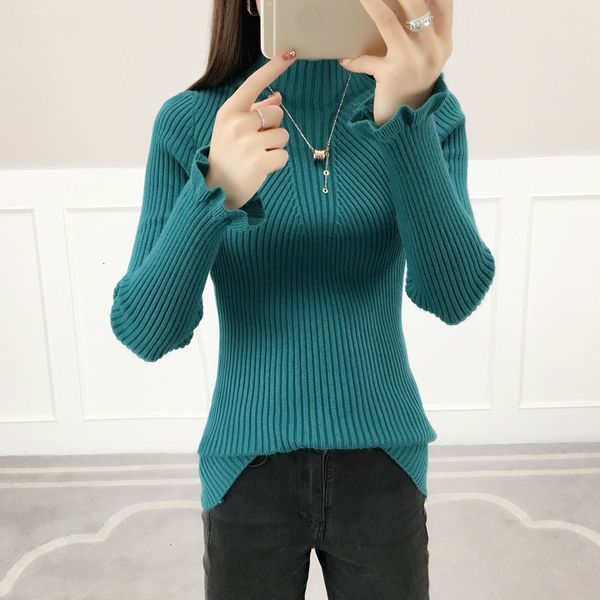 

herf and winter women trui trui used elastic casual woman slender kashmir ruches mouwen truien, White;black