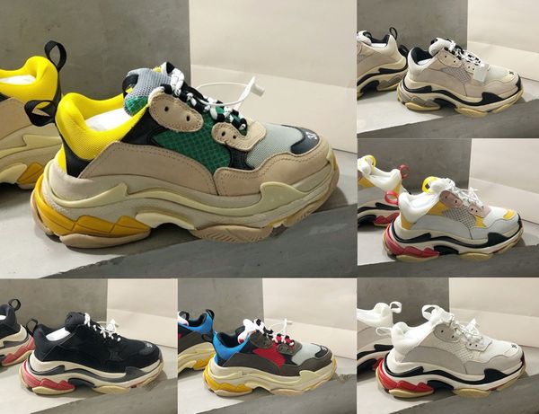 

women men designer triple s casual shoes black white thick-soled flat shoes luxury paris platform old dad tennis height increasing sneaker