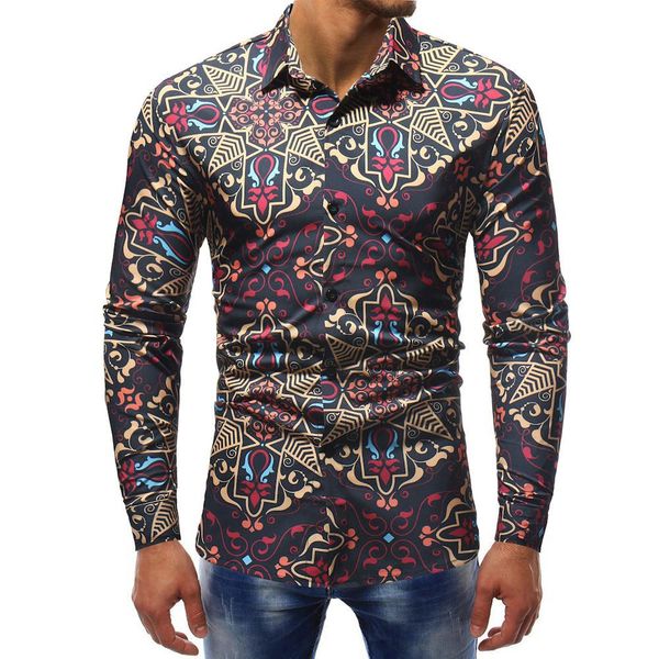 

2018 new printed shirt male long sleeve men's streetwear fashion camiseta de hombre