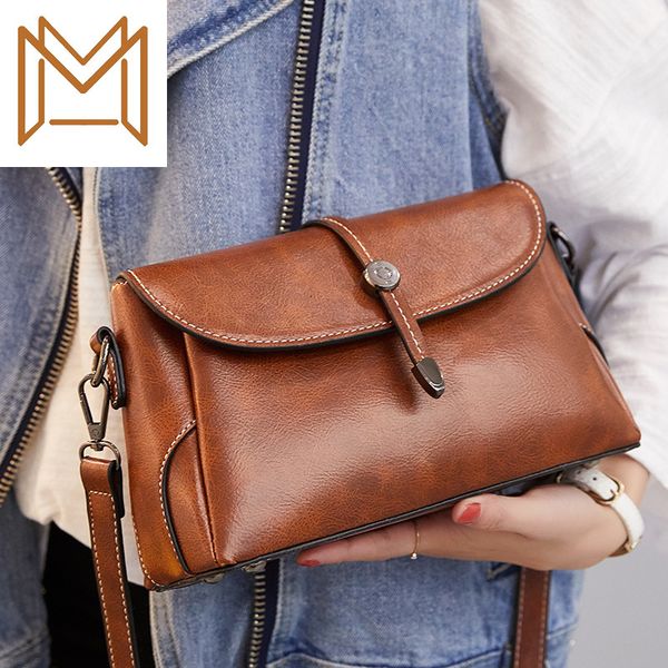 

woman package 2019 oil wax single shoulder package soft leather messenger packet