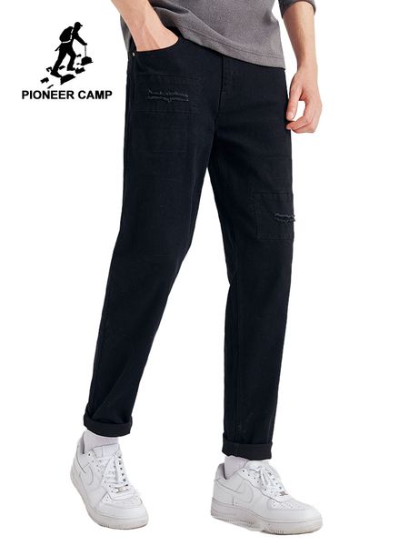 

pioneer camp 2019 new fashion denim jeans for men solid cotton winter pants casual straight ripped jean for men anz901482, Blue