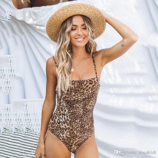 

women's jumpsuits & rompers summer new leopard sling jumpsuit halter jumpsuit swimsuit sleeveless women's hanging collar, Black;white