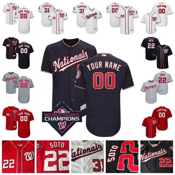 

washington champions nationals baseball jersey juan soto stephen strasburg ryan zimmerman max scherzer turner anthony rendon men youth lady, Blue;black