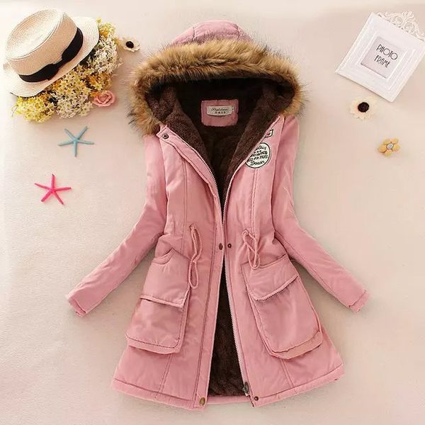 

hooded long sleeve thick coat winter 2019 women parkas korean bodycon woman parkas, Black