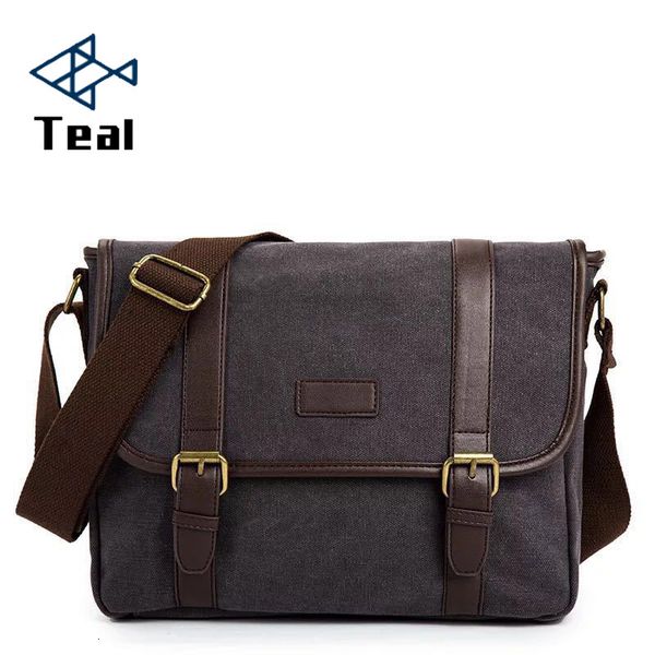 

мужчины бизнес сумки посыльного для мужчин холст crossbody плеча пакет ретро твердые повседневная офис дорожная сумка большой cj191201