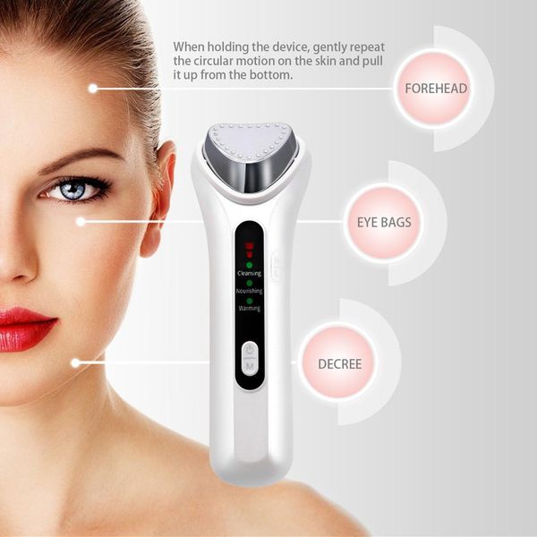 

ultrasonic sonic ion lifting facial therapy massager vibration moisturize clean skin wrinkle removal device grip