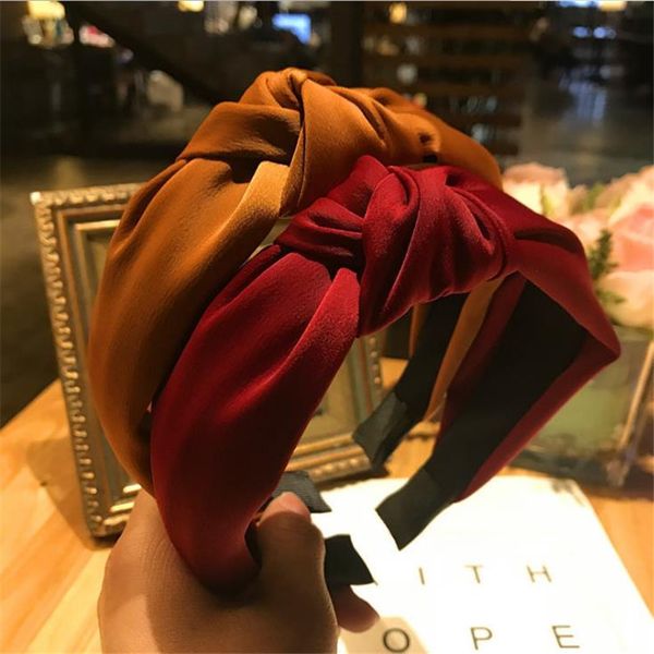 

multi color fashion solid colors hair knotted hair band for women headbands hairbands headwear new arrival, Black;brown