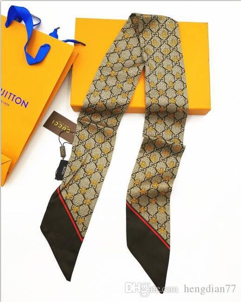

Модный бренд шарф шелк волос полоса Мода Женщина Tie мешок ручки ленты Hairband шаль шарф платок шарфы браслет браслет