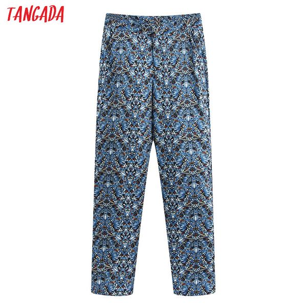 

tangada fashion women floral print suit pants trousers vintage style pockets buttons office lady pants pantalon be258, Black;white