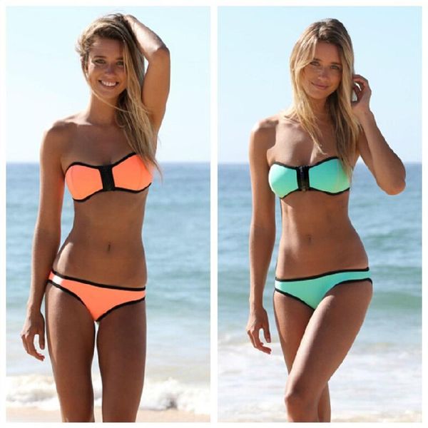 

новое лето женщин сплошной бикини set пуш-ап бюстгальтер без ведущего купальник треугольник купальщица костюм купальный костюм biquini 2020