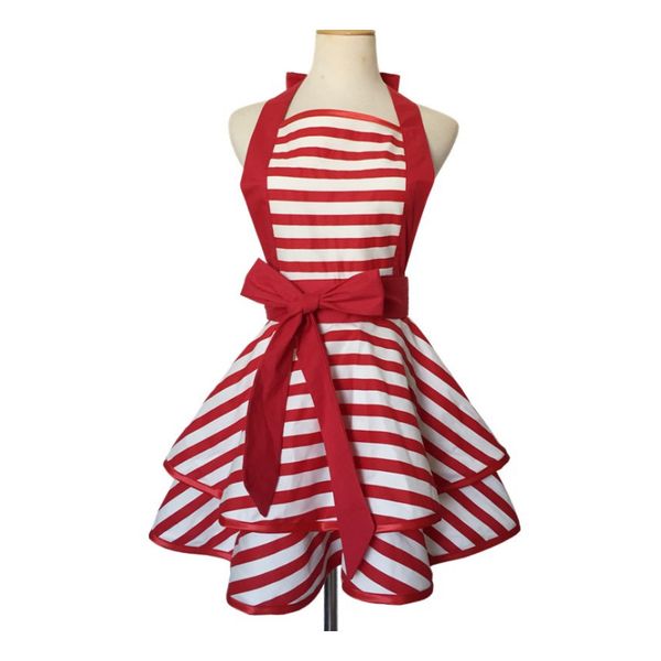 

guibobo women's apron stripe pattern zebra design red black color cotton for girl coffee shop restaurant no0198101503