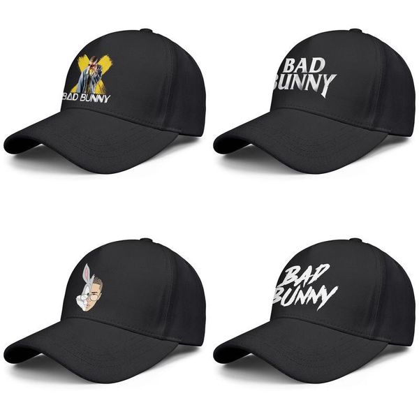 

bad bunny logo black mens and womens baseball cap design fitted golf cool team personalised hats rabbit music logos poster logo, Blue;gray
