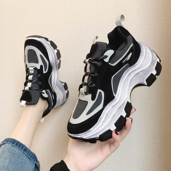 

running shoes for women pu thick bottom ladies comfortable height increase outdoor travel walking sports shoes female sneakers