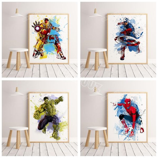 

2019 watercolor marvel superhero movie : endgame poster pictures for children's room decoration canvas painting k295