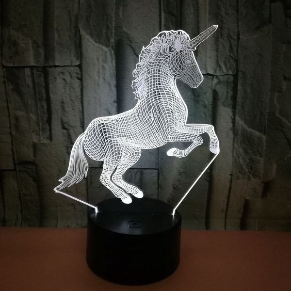 

dbf]night light for kids unicorn 3d night light 7 colors changing bedroom nightlight with smart touch/remote control kids gift