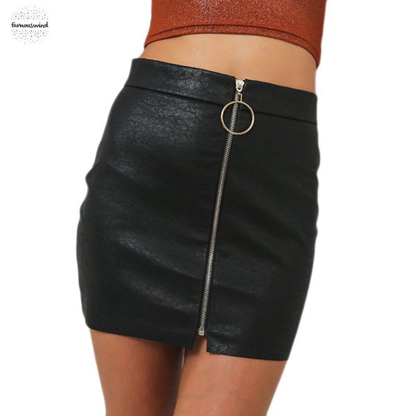 

office skirt lady intellectual metal ring zipper bag hip tight women girls pencil skirts empire, Black