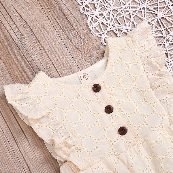 

infant baby girls kid linen sleeveless romper ruffles summer outfits clothes, Blue