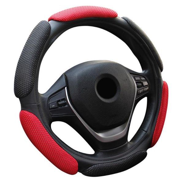 

38cm car auto mesh clot steering wheel non-slip covers protector black universal