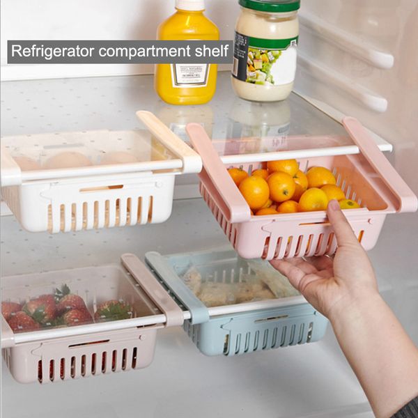 

kitchen organizer adjustable refrigerator foods storage rack fridge er shelf holder pull-out drawer organiser space saver