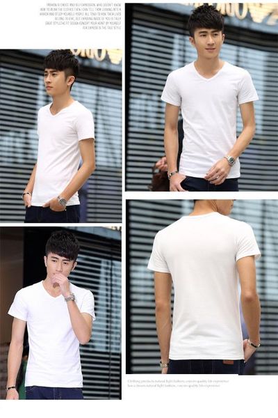 

мужская с коротким рукавом корейский тренд свободные повседневные нагрудные мужские футболки топы, White;black