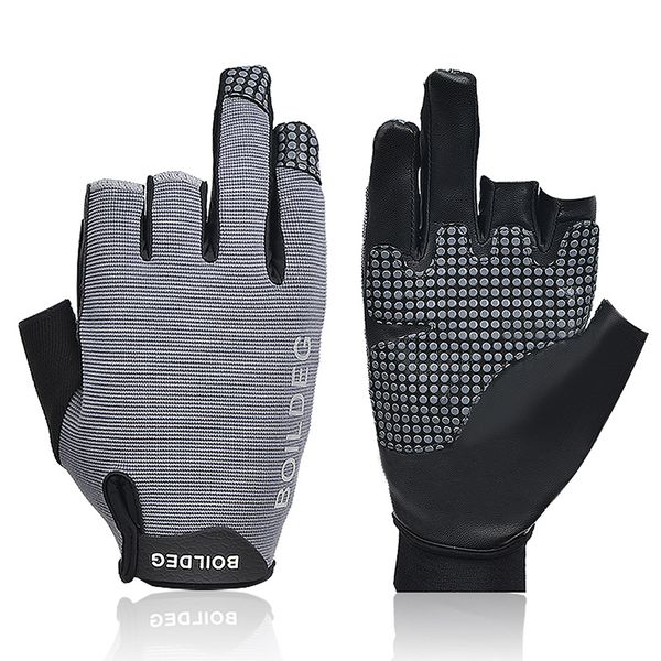

outdoor hiking climbing fishing gloves anti-slip fishing gloves with 3 fingerless mountain climbing breathable outdoor, Black