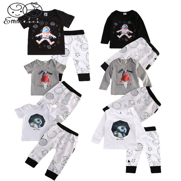 

emmababy novelty long/short sleeve clothes baby boys girls led t-shrit +long pants leggings 2pcs outfits 0-4, White