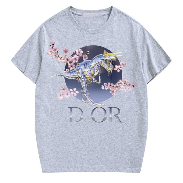 

20cd французский роскошный дизайнер летняя футболка новая мода дикая футболка высокое качество хлопка вишневый цвет механический динозавр пе, White;black