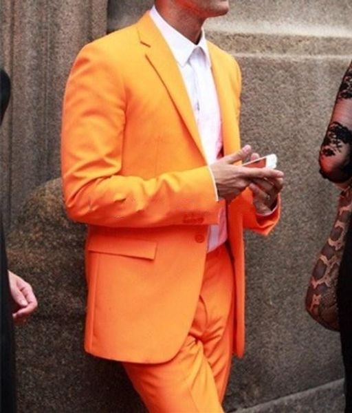 

orange mens wedding tuxedos notch lapel groom groomsmen tuxedos popular man blazers jacket excellent 2 piece suits(jacket+pants+tie) 1434, Black;gray