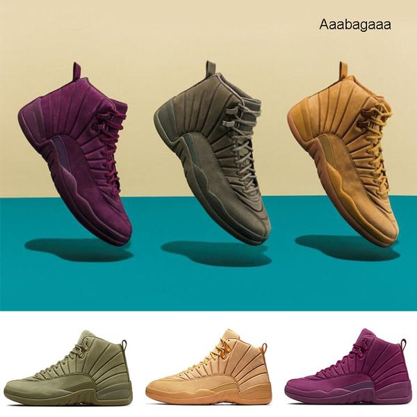 

psny x 12s mens basketball shoes nyc wheat paris bordeaux milan green men trainer sneaker 12 athletic sports shoe size 8-13
