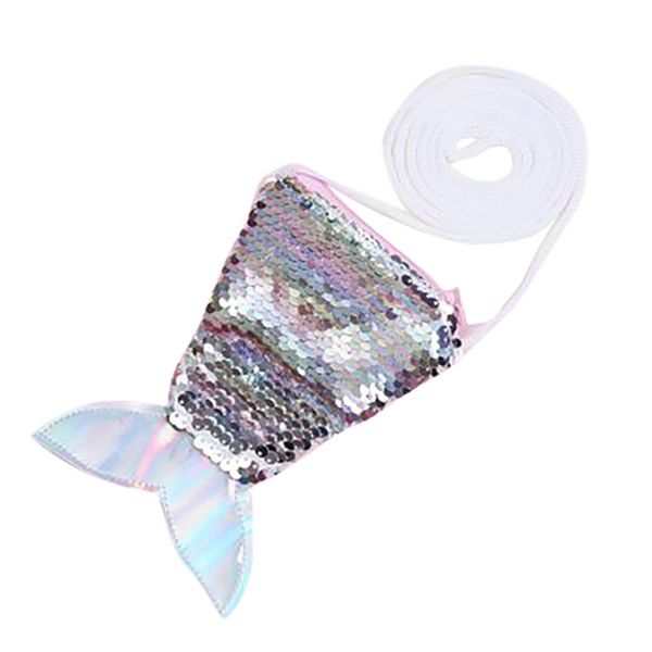 

sequins children girls shoulder bag messenger bag coin purses fish tail small handbags cute kids crossbody key packet #hy