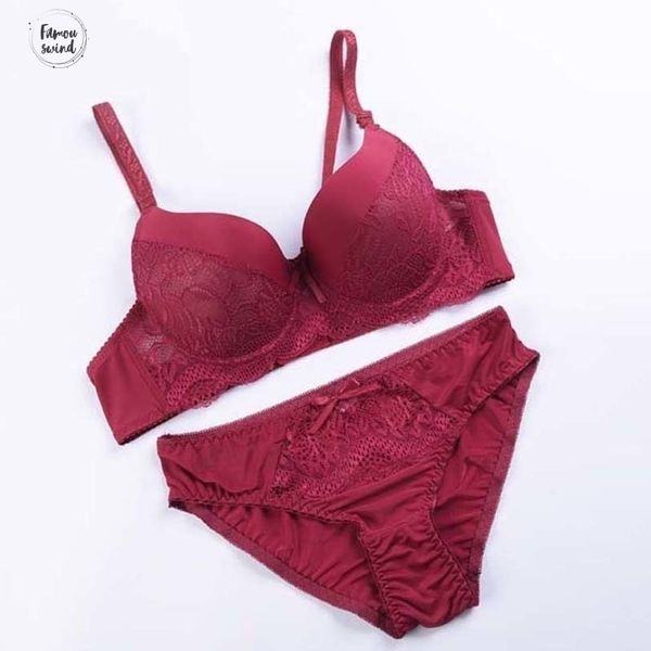 

abc bra set lace push up women underwear panty lingerie cotton refreshing bra brief seamless sets france set suit, Red;black