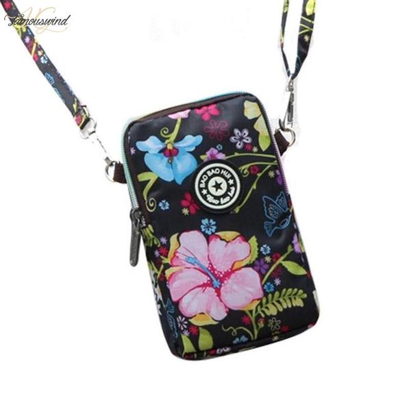 

korean style womens shoulder bag print mobile phone bag messenger running arm wrist bags sports bag coin purse zipper