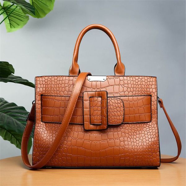 

big bag female 2020 shoulder bag simple wild belt crocodile pattern portable crossbody women purse and handbags