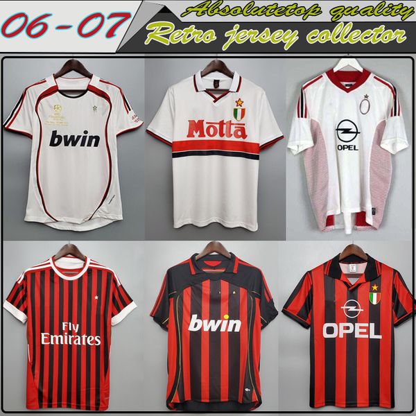 

93 94 retro shirts home 96 97 gullit soccer jersey 02 03 maldini baggio van basten football ronaldo kaka inzaghi 06 07 ac milan, Black;yellow