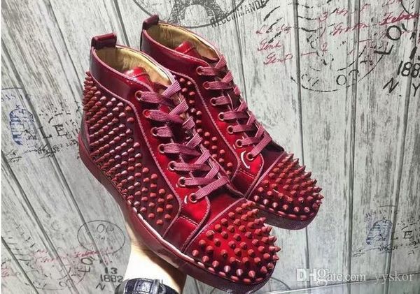 

new men's spring black leather high red bottom sports shoes, brand stitching orlato casual shoes leisure trainer footwear 35-46