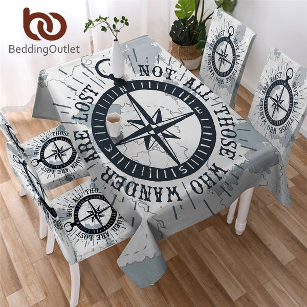 

beddingoutlet compass tablecloth for kitchen nautical map waterproof table cloth navy blue and white decorative table cover