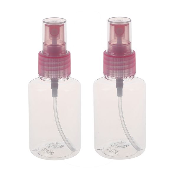 

2 x cosmetic makeup spray bottles perfume container pink clear 57ml