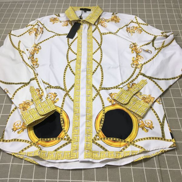 

Hot Sale Various Styles Royal Printing Mens Designer Dress Shirts Fashion Casual Medusa Shirt Men Silk Shirt