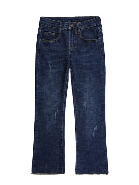 

blue chic micro flared jeans new female eight little big yards fat mm high waist 'minutes of pants