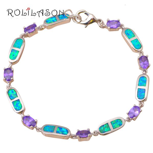 

lobster special blue fire opal silver stamped fashion jewelry bracelets anniversary gifts ob033, Golden;silver