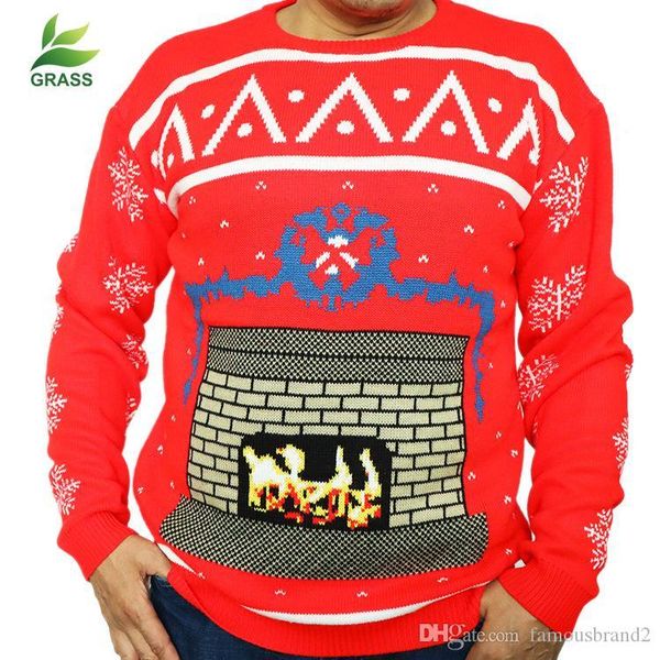 

ugly christmas mens sweaters autumn winter xmas holiday red deer santa claus sweater, White;black