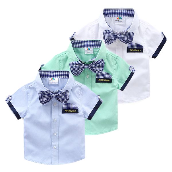 

2019 summer european style 2 3 4 5 6 7 8 9 10 years children's clothing child baby kids boy short sleeve handsome bow tie shirt, White;black