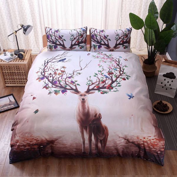 Jojoesart Elk Bedding Set Super King Floral Moose Duvet Cover