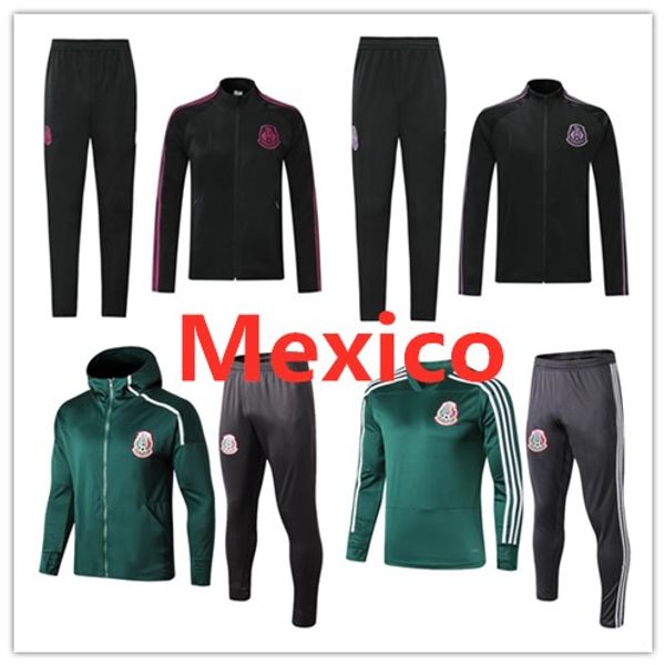 

2020 mexico soccer jacket tracksuit 19 20 camisetas raul chicharito lozano asensio long sleeve football tracksuit training jacket kit, Black