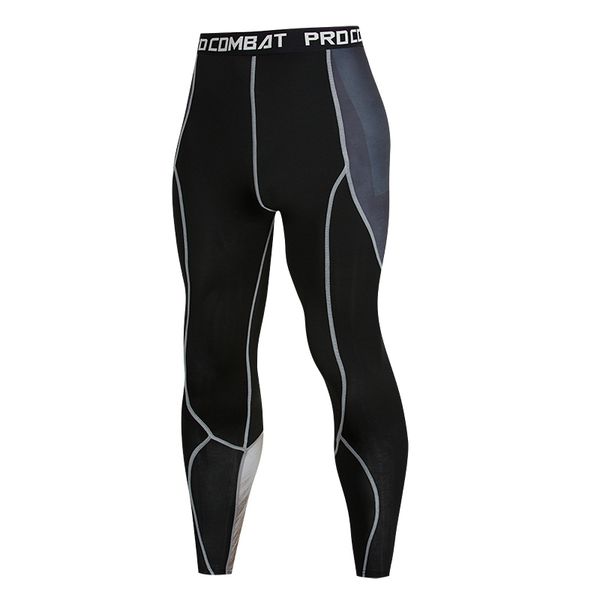 

brand men's compression tight-fitting trousers running sports men's gym fitness skin pants quick-drying pants exercise training, Black